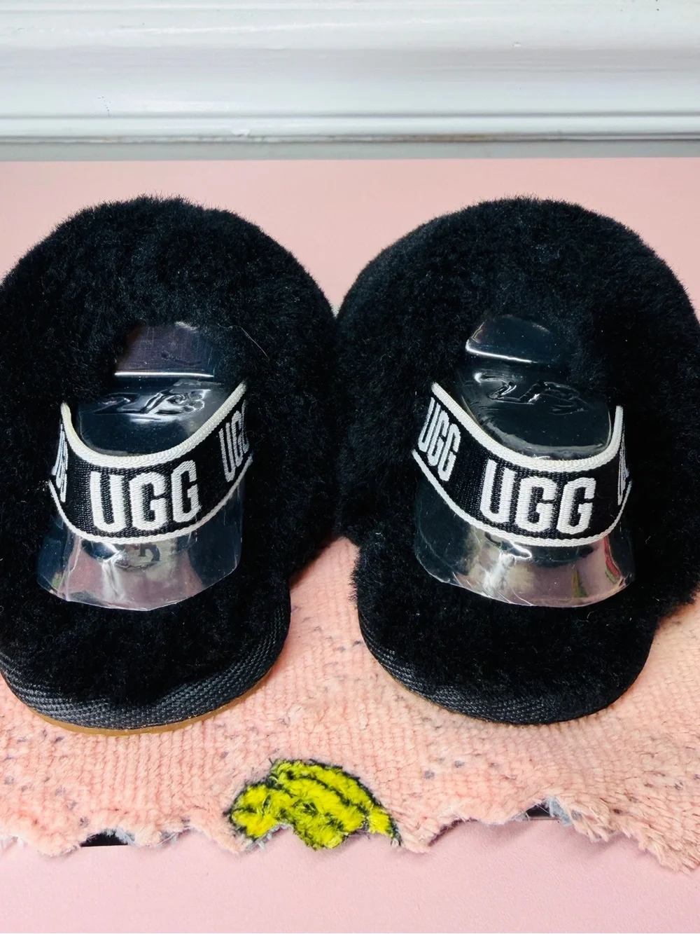 UGG Baby Black Fuzzy Slippers Size 2/3